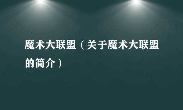 魔术大联盟（关于魔术大联盟的简介）