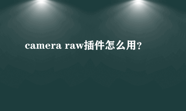 camera raw插件怎么用？