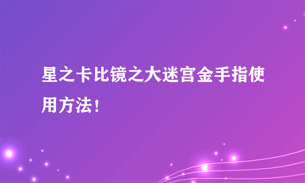 星之卡比镜之大迷宫金手指使用方法！