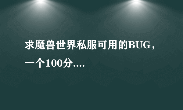 求魔兽世界私服可用的BUG，一个100分....