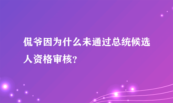 侃爷因为什么未通过总统候选人资格审核？