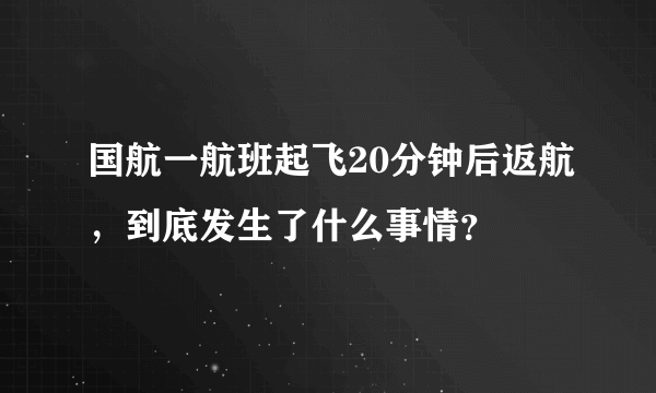 国航一航班起飞20分钟后返航，到底发生了什么事情？