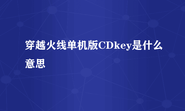 穿越火线单机版CDkey是什么意思