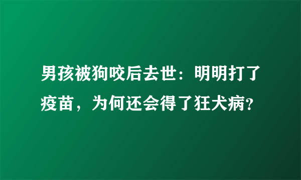 男孩被狗咬后去世：明明打了疫苗，为何还会得了狂犬病？