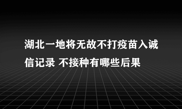 湖北一地将无故不打疫苗入诚信记录 不接种有哪些后果