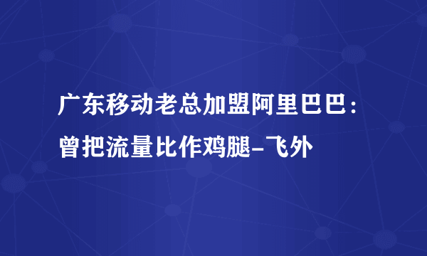 广东移动老总加盟阿里巴巴：曾把流量比作鸡腿-飞外