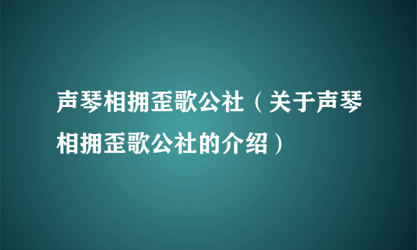 声琴相拥歪歌公社（关于声琴相拥歪歌公社的介绍）