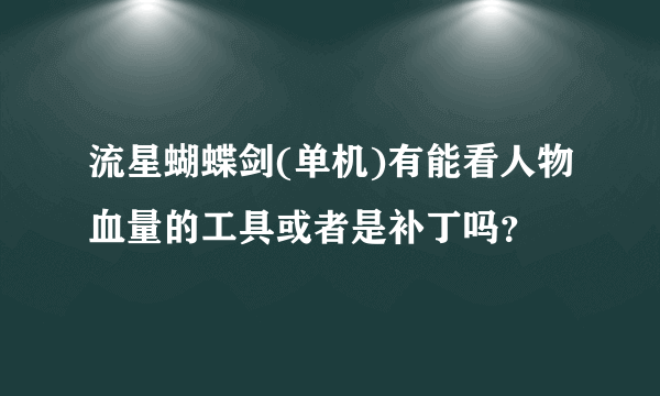 流星蝴蝶剑(单机)有能看人物血量的工具或者是补丁吗？