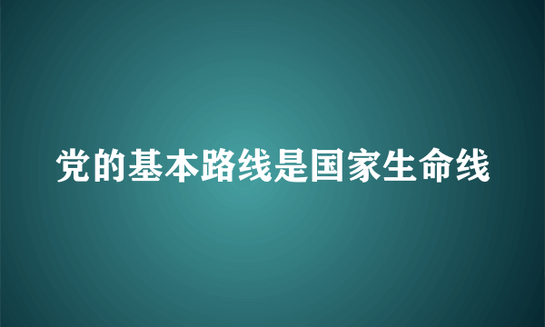 党的基本路线是国家生命线