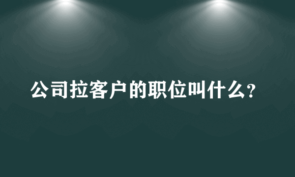 公司拉客户的职位叫什么？