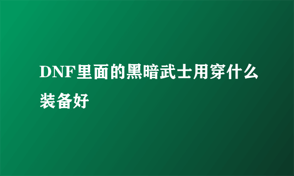 DNF里面的黑暗武士用穿什么装备好