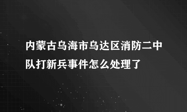 内蒙古乌海市乌达区消防二中队打新兵事件怎么处理了