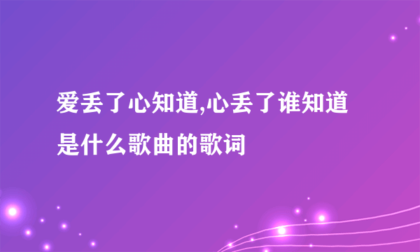 爱丢了心知道,心丢了谁知道是什么歌曲的歌词