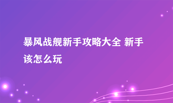 暴风战舰新手攻略大全 新手该怎么玩