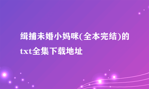 缉捕未婚小妈咪(全本完结)的txt全集下载地址