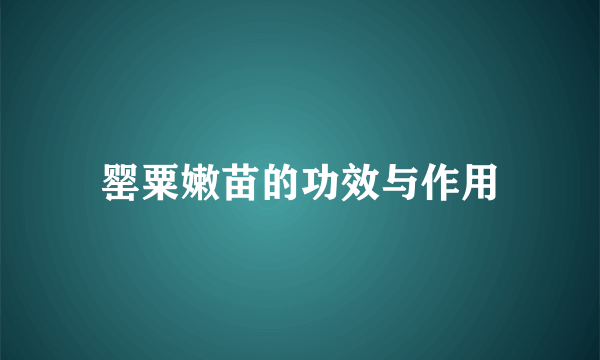 罂粟嫩苗的功效与作用