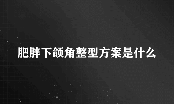 肥胖下颌角整型方案是什么