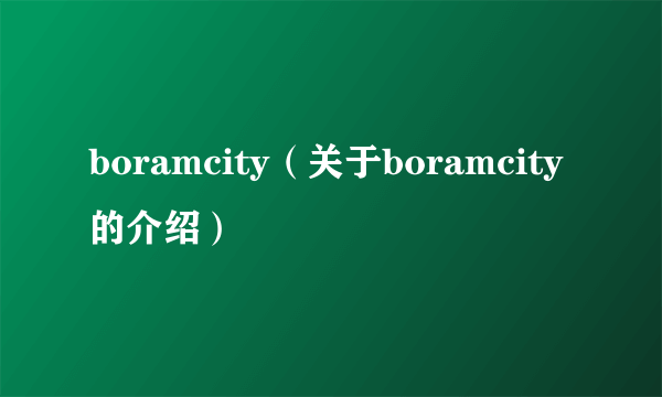 boramcity（关于boramcity的介绍）