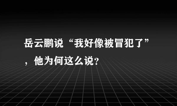 岳云鹏说“我好像被冒犯了”，他为何这么说？