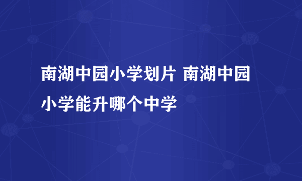 南湖中园小学划片 南湖中园小学能升哪个中学