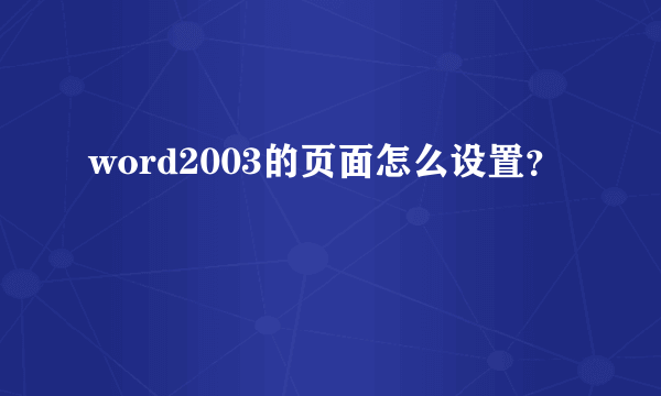 word2003的页面怎么设置？