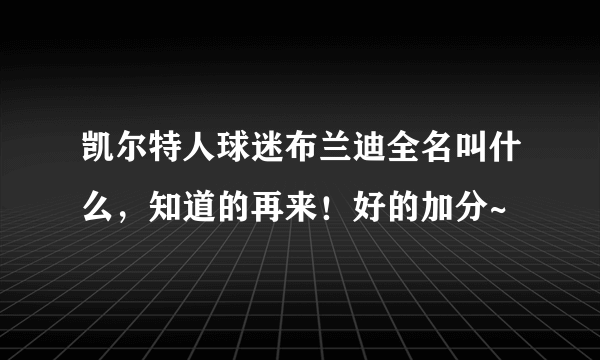 凯尔特人球迷布兰迪全名叫什么，知道的再来！好的加分~