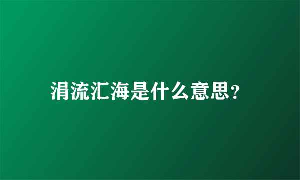 涓流汇海是什么意思？