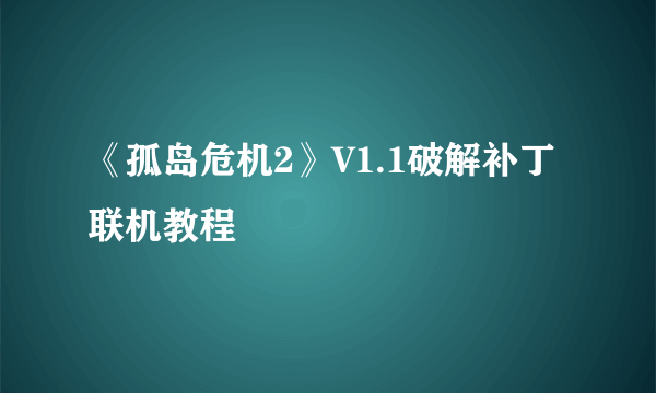 《孤岛危机2》V1.1破解补丁联机教程