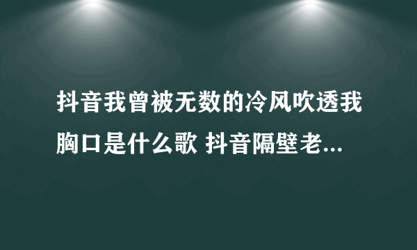 抖音我曾被无数的冷风吹透我胸口是什么歌 抖音隔壁老樊我曾歌曲歌词完整版