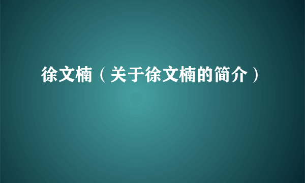 徐文楠（关于徐文楠的简介）