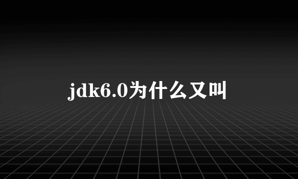 jdk6.0为什么又叫