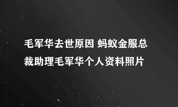 毛军华去世原因 蚂蚁金服总裁助理毛军华个人资料照片