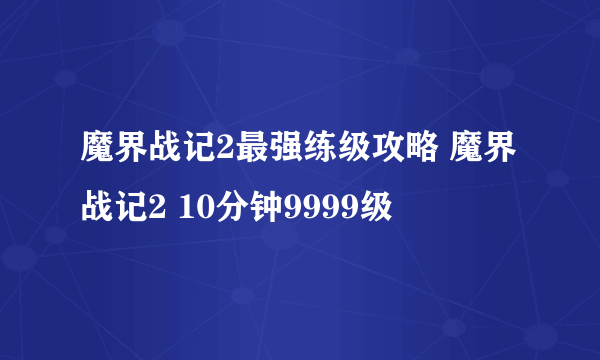 魔界战记2最强练级攻略 魔界战记2 10分钟9999级