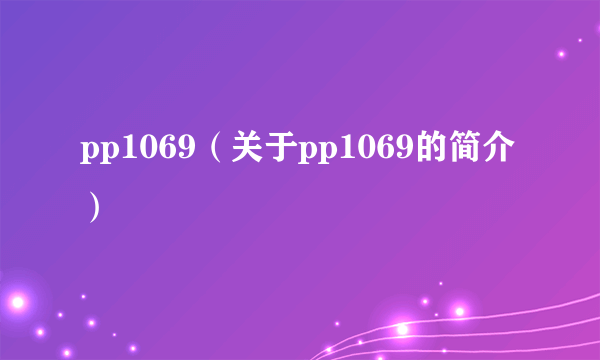 pp1069（关于pp1069的简介）