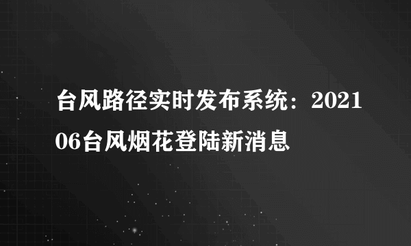 台风路径实时发布系统：202106台风烟花登陆新消息