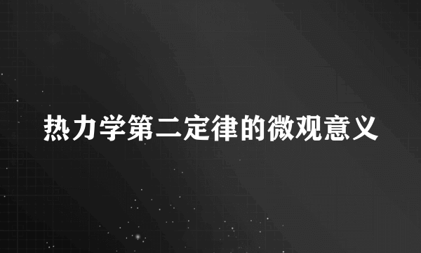 热力学第二定律的微观意义