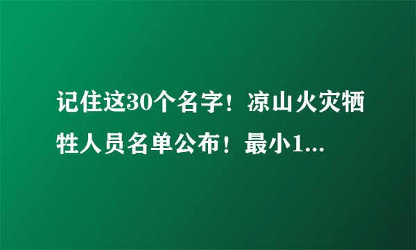 记住这30个名字！凉山火灾牺牲人员名单公布！最小18岁……