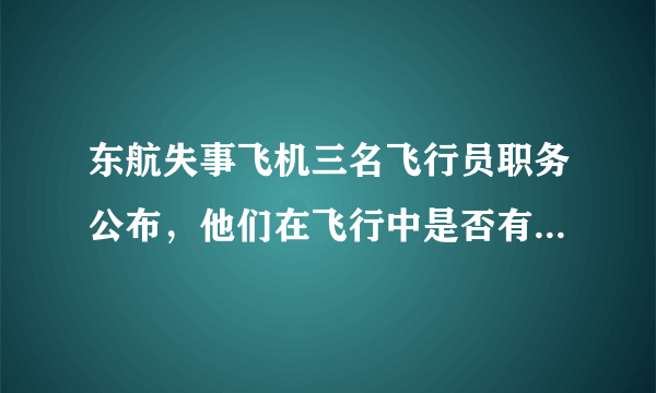 东航失事飞机三名飞行员职务公布，他们在飞行中是否有重大失误？