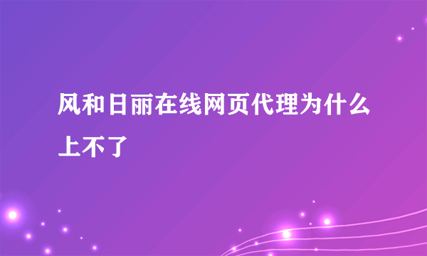 风和日丽在线网页代理为什么上不了