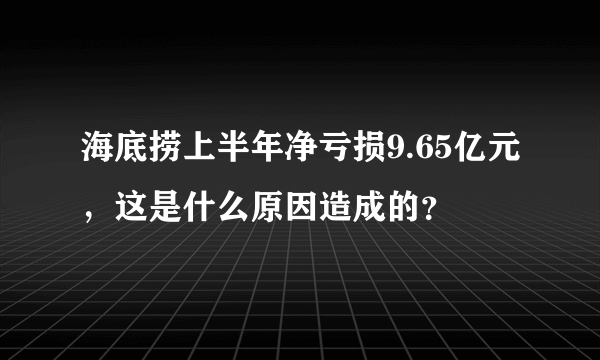 海底捞上半年净亏损9.65亿元，这是什么原因造成的？