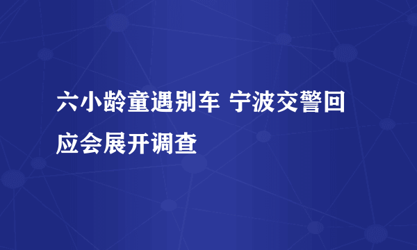 六小龄童遇别车 宁波交警回应会展开调查