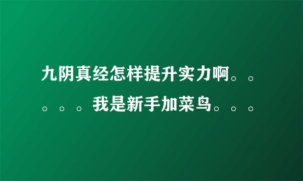 九阴真经怎样提升实力啊。。。。。我是新手加菜鸟。。。