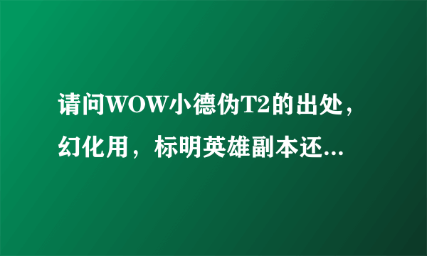 请问WOW小德伪T2的出处，幻化用，标明英雄副本还是普通副本还有DZ能幻化加智力的皮甲么