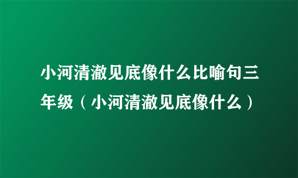 小河清澈见底像什么比喻句三年级（小河清澈见底像什么）