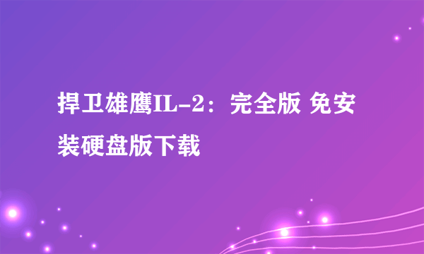 捍卫雄鹰IL-2：完全版 免安装硬盘版下载