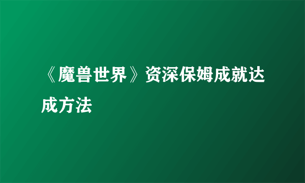 《魔兽世界》资深保姆成就达成方法