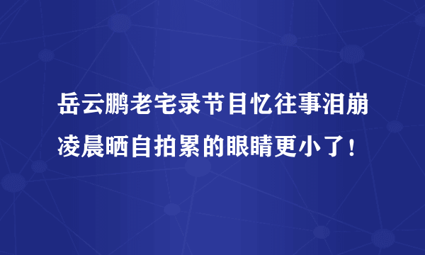 岳云鹏老宅录节目忆往事泪崩凌晨晒自拍累的眼睛更小了！