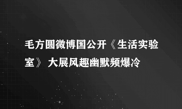 毛方圆微博国公开《生活实验室》 大展风趣幽默频爆冷