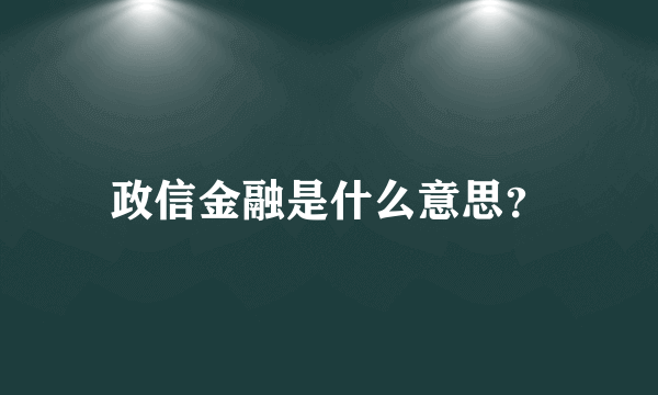 政信金融是什么意思？