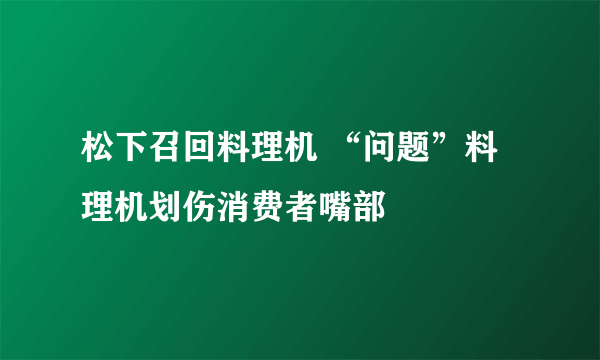 松下召回料理机 “问题”料理机划伤消费者嘴部